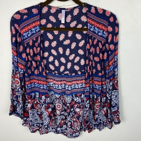 Bohemian Floral Printed Kimono Size XS Open Front Target Xhilaration Kaftan Boho - Picture 8 of 9